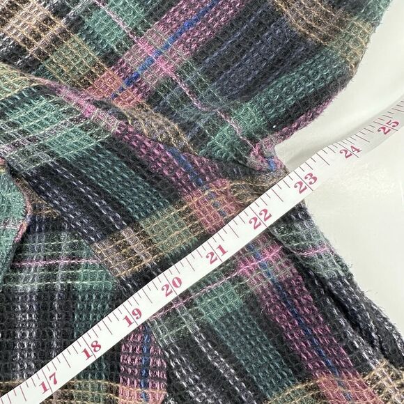Vintage Express Shacket Womens Size M Purple Plaid Zip 90s Cotton Waffle Knit - Picture 13 of 14